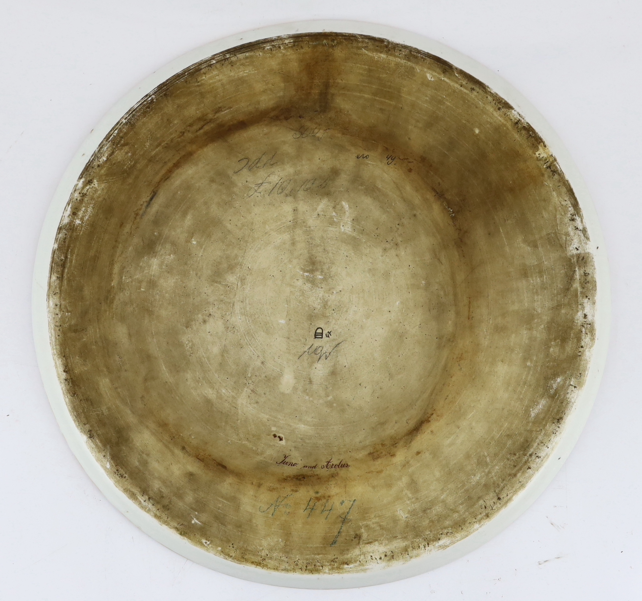 A Vienna style ‘Juno und Aeolus’ circular tray, c.1900